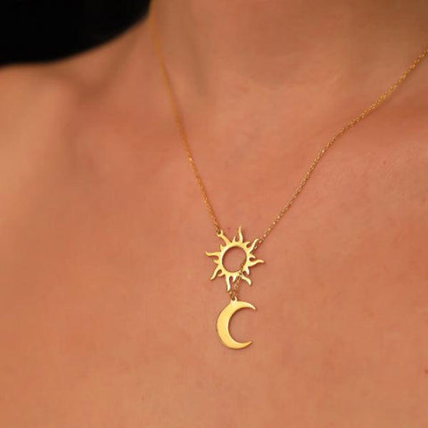 Sun and Moon Harmony Necklace, Balance And Beauty Sun And Moon Pendant