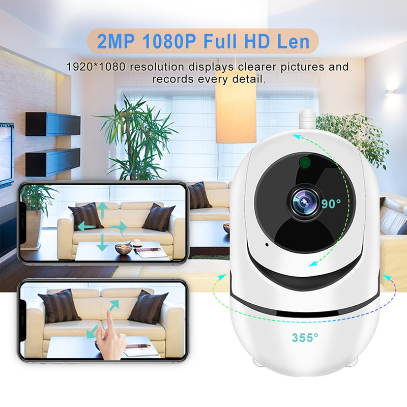Auto Tracking 1080P Home Security Camera With Night Vision And Two Way Audio