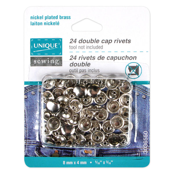 Dritz Double-Cap Rivets, 24 Sets, Brushed Brass