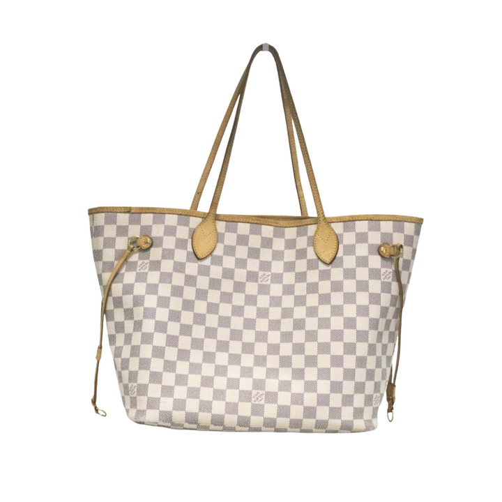 Louis Vuitton Neverfull MM in azur checkered coated canvas Beige