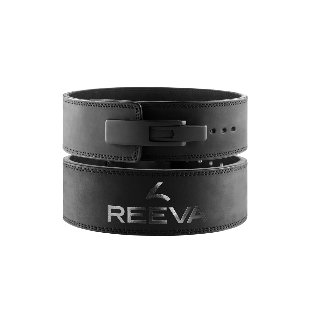 Ceinture d'haltérophilie Reeva en cuir noir | Reeva Europe | #BeBetter