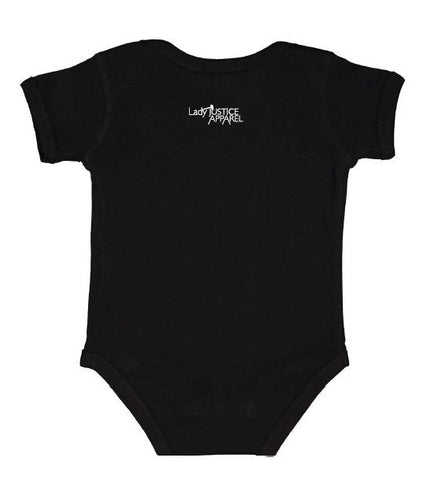 Back view of Lady Justice Apparel™ Future Supreme Court Justice Baby Onesie