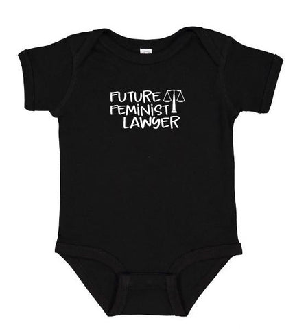 Lady Justice Apparel™ Future Feminist Lawyer Infant Onesie Bodysuit Design