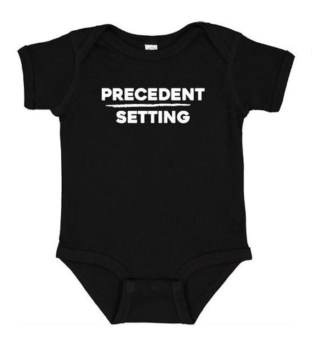 Lady Justice Apparel™ infant bodysuit onesie precedent setting design front