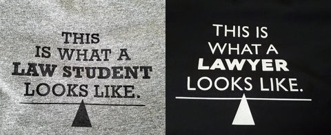 Side by side image of the Lady Justice Apparel Designs for their What Law Looks Like 