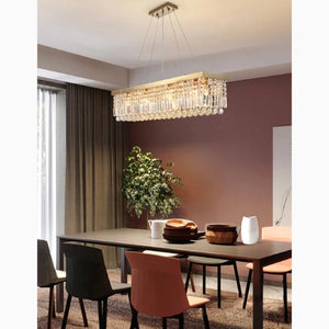 Bagnolo del Salento | Gold Rectangle Crystal Chandelier for Dining Room - Mirodemi