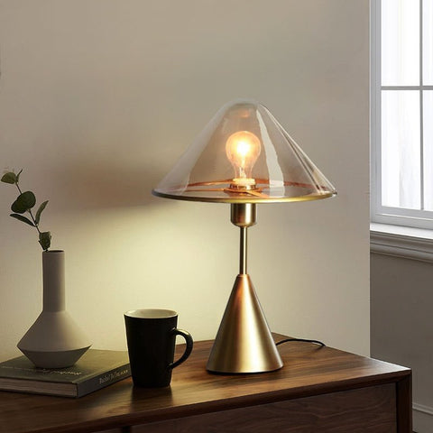 Mirodemi | Amber Mushroom Table Lamp | LED Light Table Lamp | Glass Table Lamp