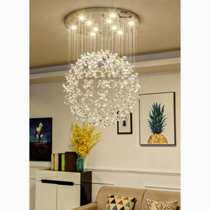 Spherical Ceiling Chandelier with Butterfly Crystals - Mirodemi
