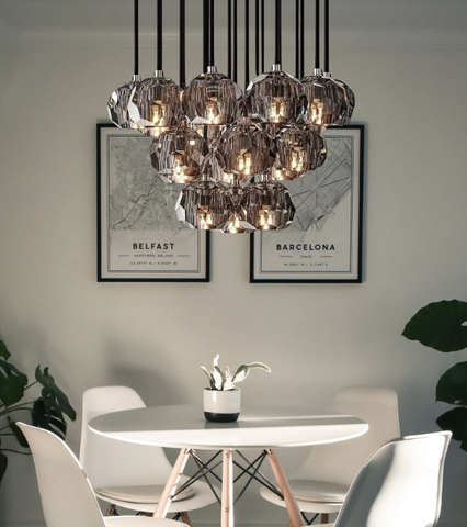 MIRODEMI | Crystal Ceiling Chandelier | LED Lamp | Smoke Glass Chandelier