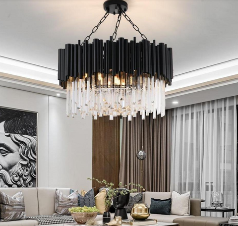 Mirodemi | black chandelier | modern ceiling lamp | drum chandelier