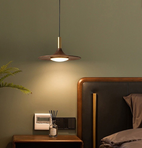 Mirodemi | Industrial LED Lamps | Walnut Wood Pendant Light | for Restaurant | for Bar | for Dining Room