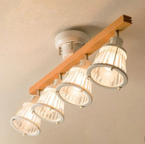 Mirodemi | Japanese Lamp | Track Multi-Headed LED | LED Ceiling Lamp | Wood Ceiling Lamp | for Restaurant