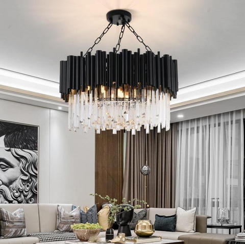 Mirodemi | Luxury drum black chandelier modern drum chandelier | drum black chandelier