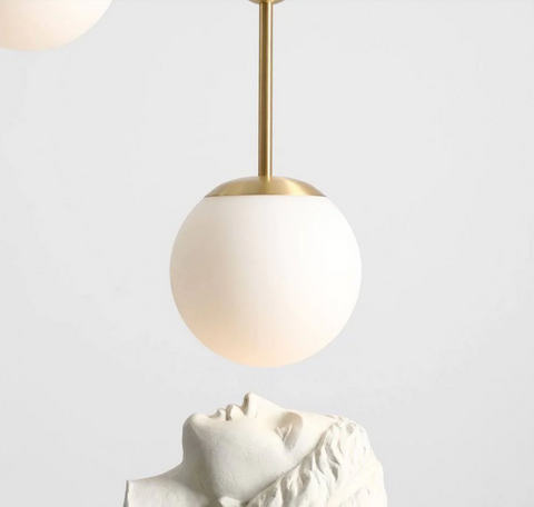 Mirodemi | Minimalist Design | LED Ceiling Lamp | Glass Ball Chandelier | Cord Hanging Lamp | in Gold Metal