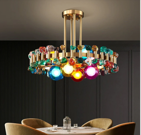 Mirodemi | Modern LED Chandelier | Drum Chandelier | colorful crystal chandelier | for living room | for dining room