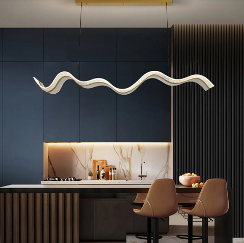 Mirodemi |   Modern Led Chandelier  | Led Gold Chandelier | Wave-Designed Chandelier | Acrylic Led Lamp