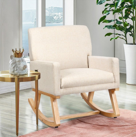 Mirodemi | Rocking Chair | Chair with Solid Wood Base | Wood Chair | for Living Room