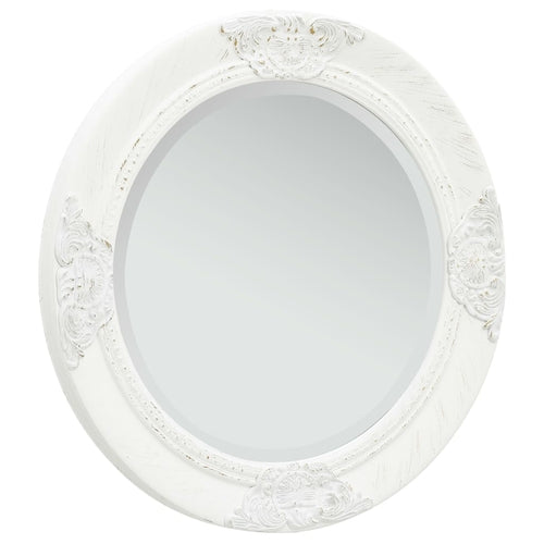 Wall Mirror Baroque Style Dia19.7" / White