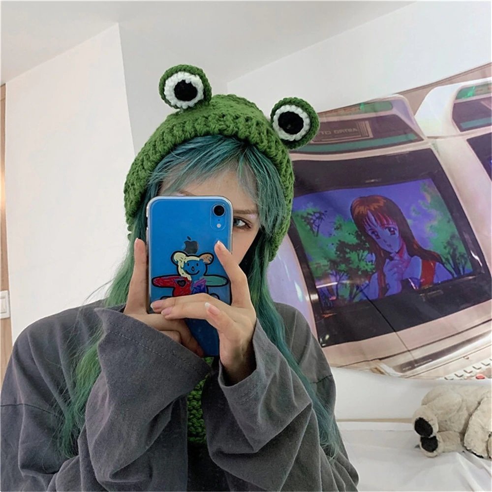 Frog Eyes Knitted Hat Hair Band – Kirakira World