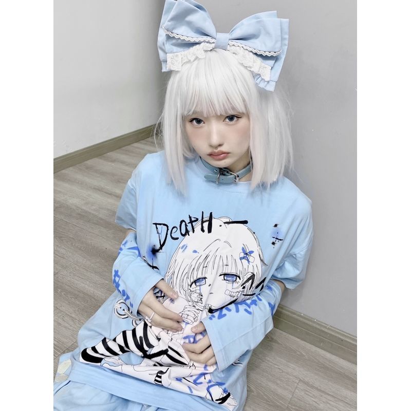Pastel Goth Anime Split Sleeves T-Shirt – Kirakira World