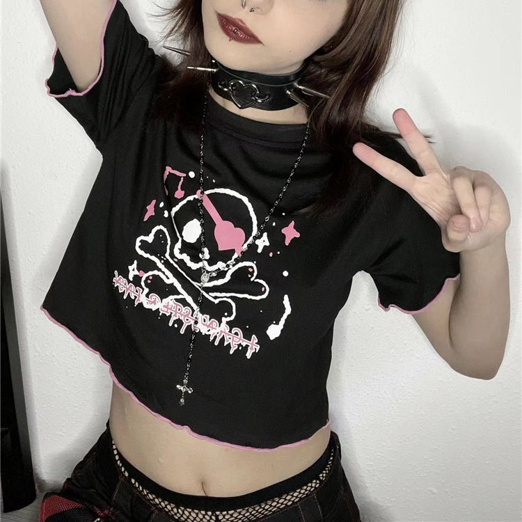 Pastel Goth Skeleton Crop Top – Kirakira World