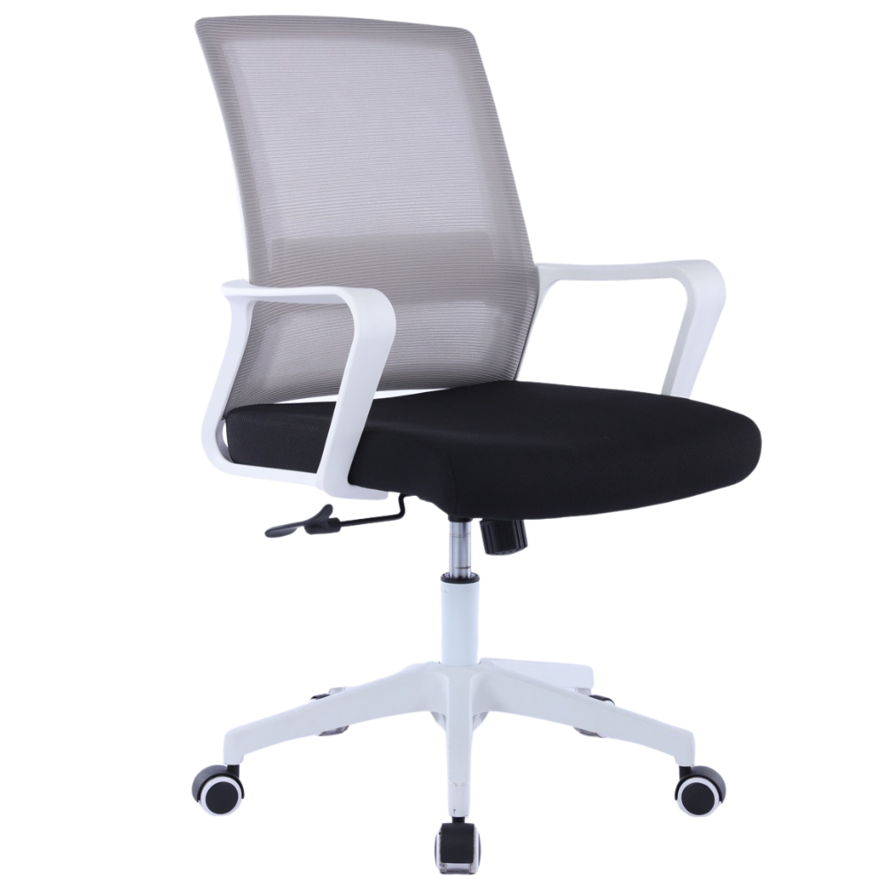 Sedia da Ufficio Ergonomica da Scrivania, Girevole e Regolabile, Supporto Lombare – Bianca 45x51x94/100h