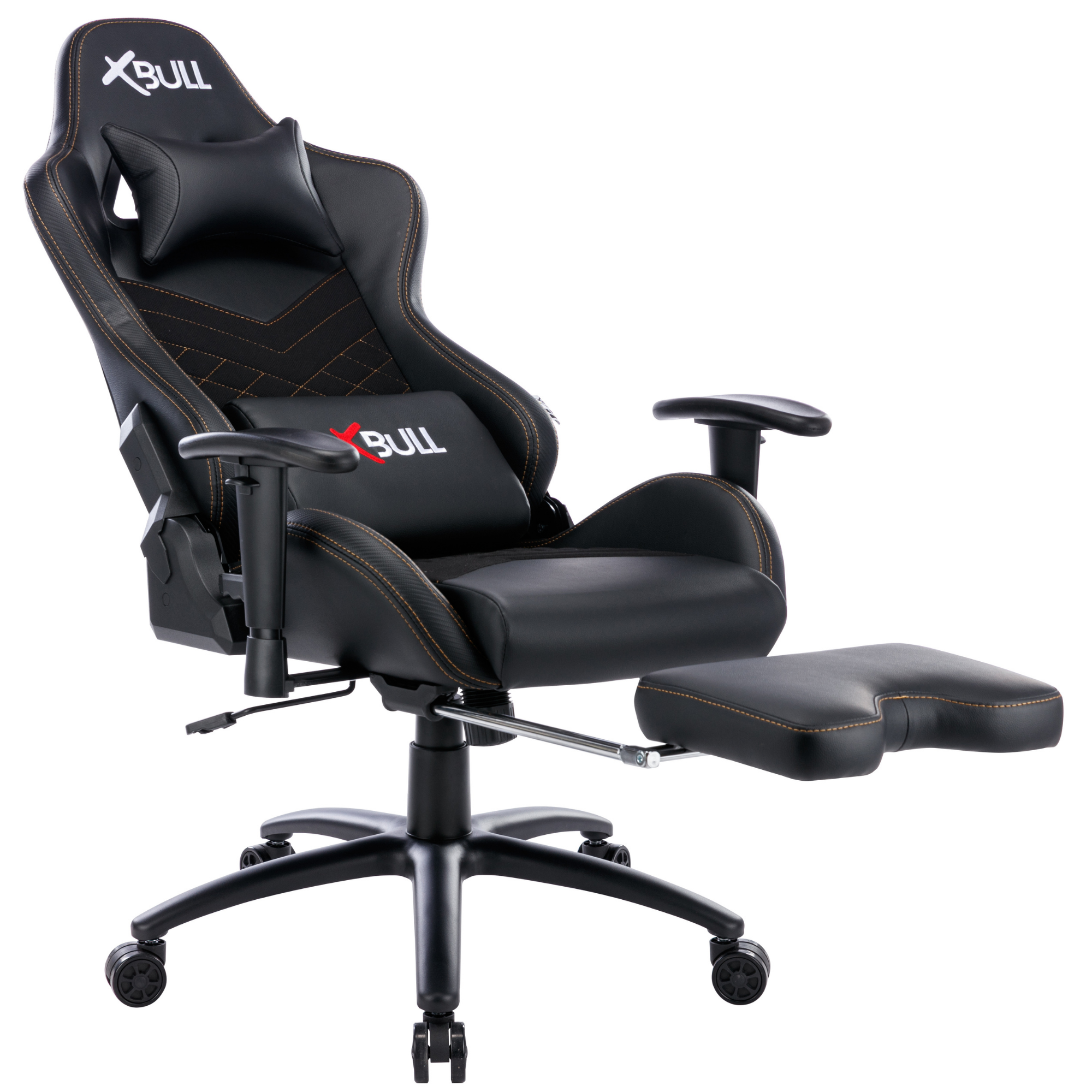 Sedia Gaming X-BULL con Poggiapiedi da Ufficio Computer Reclinabile con Supporto Lombare NERO