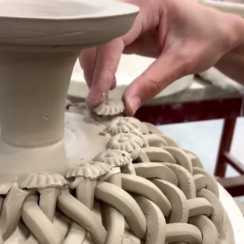 Ceramic bowl on stand in progress MAISON PICHON made in France