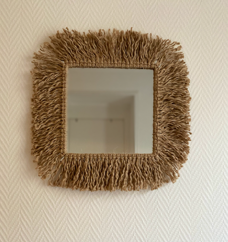 Miroir carré en jute CoralieHandMade en macramé made in France