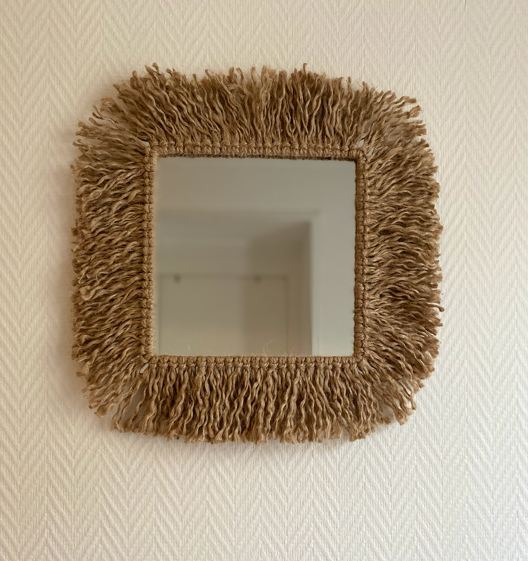 Square Jute mirror CoralieHandMade made in France