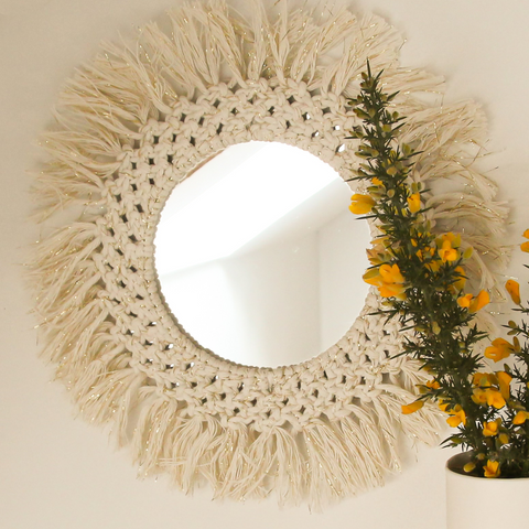 Miroir Tournesol Ibiza par CoralieHandMade en macramé made in France 