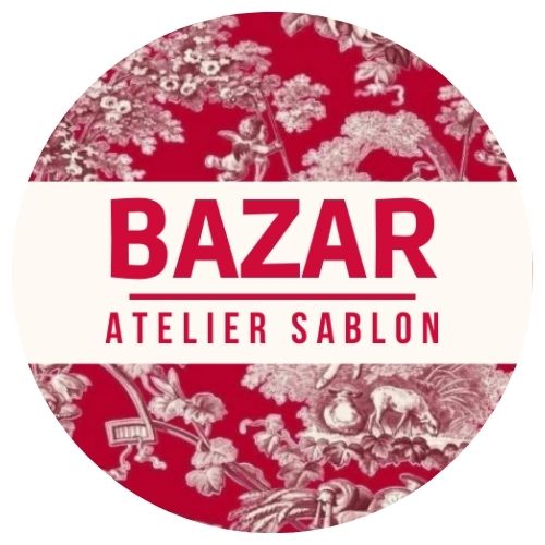 Bazar Atelier Sablon tote and pouch in Jouy fabric, made in France