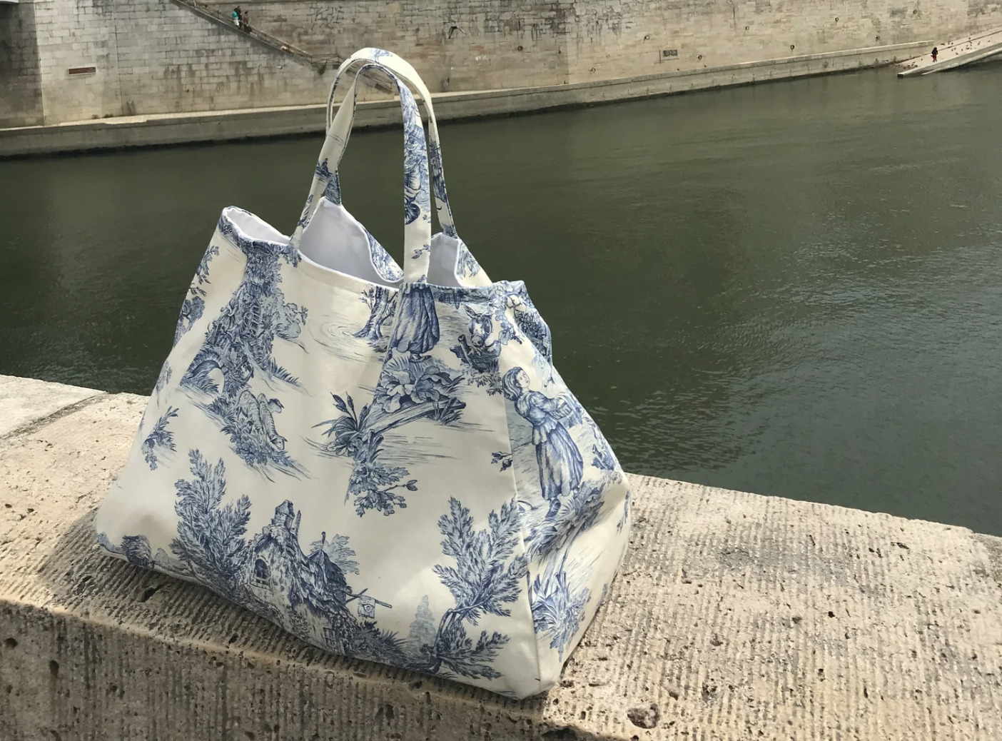 Jouy fabric tote bag made in France