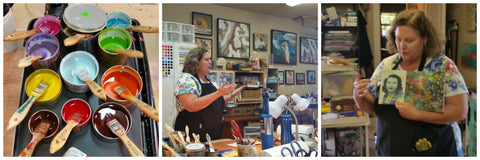 Linda Robertson teaching encaustic