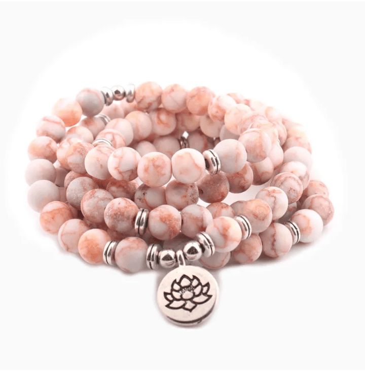 Winnetka White Howlite Prayer 108 Beads Mala Mantra Beaded