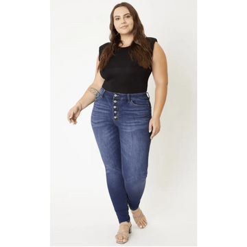 Brooke Plus -  Button Fly High Rise Super Skinny Jeans