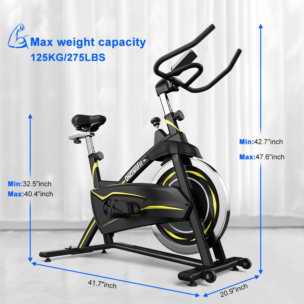 OneTwoFit Pro Magnetic Indoor Cycling Bike Spinning Bike Belt Magnetic Drive With 28.7 Lbs Flywheel OT315 maximum weight and  specifications