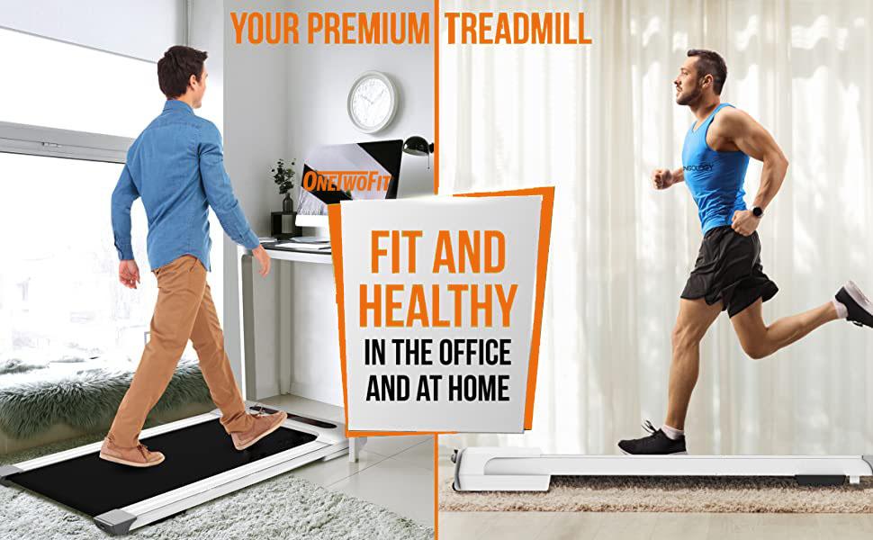 OneTwoFit treadmill in the office and at home running