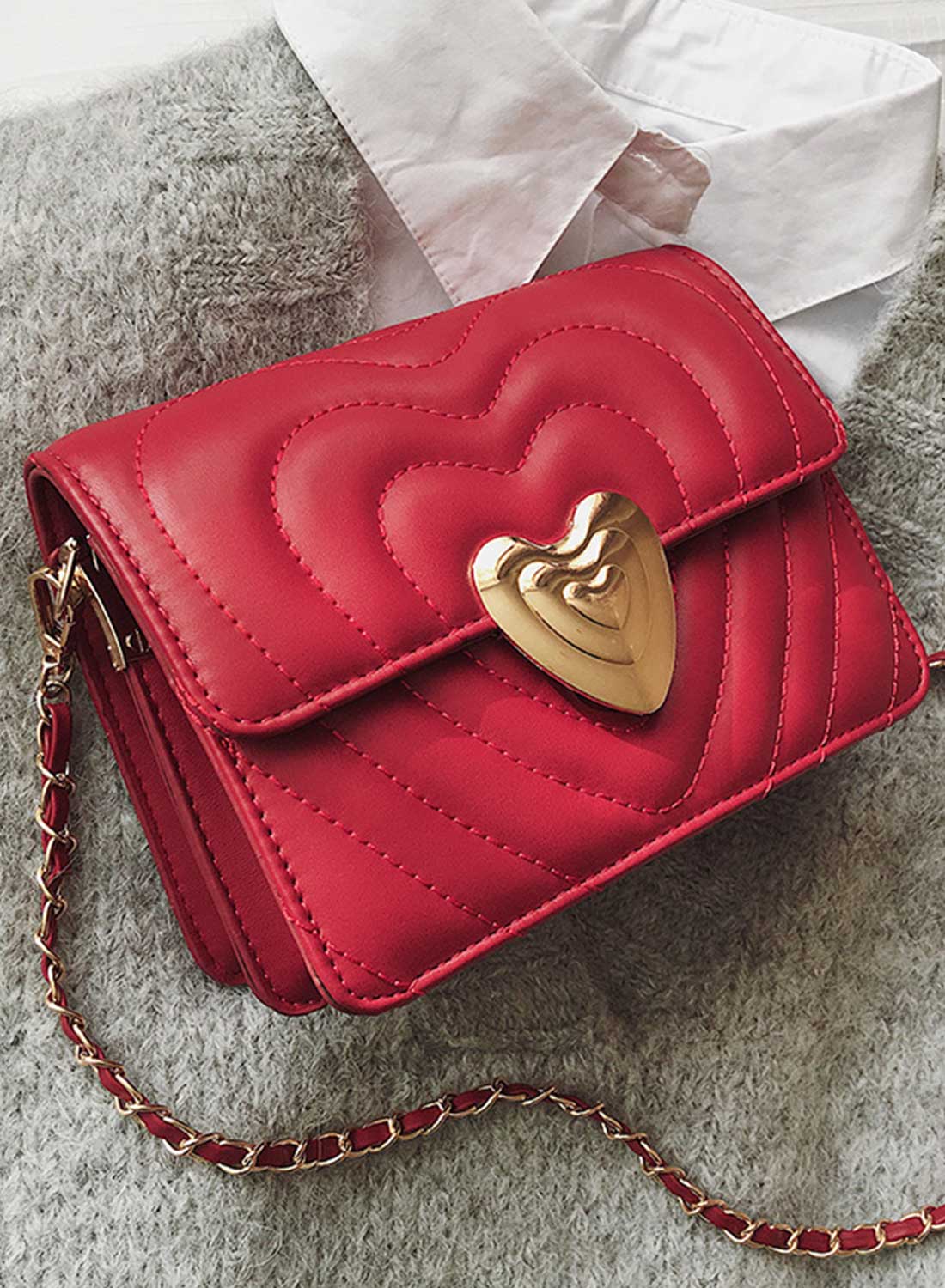 Women's Messenger Bag Heart-shaped Solid Soft Leather Casual Bag
