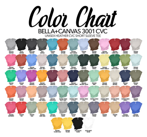 Size/Color Chart – Serrano’s Crafts ‘N Creations