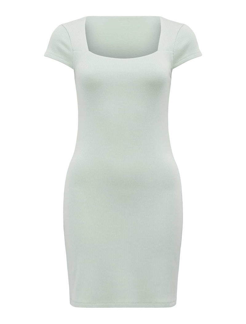 grey square neck dress