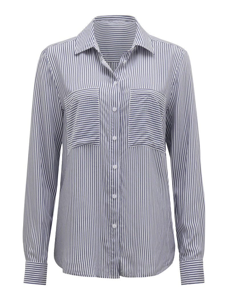 Adara Stripe Shirt in Dark Blue Stripe | Forever New