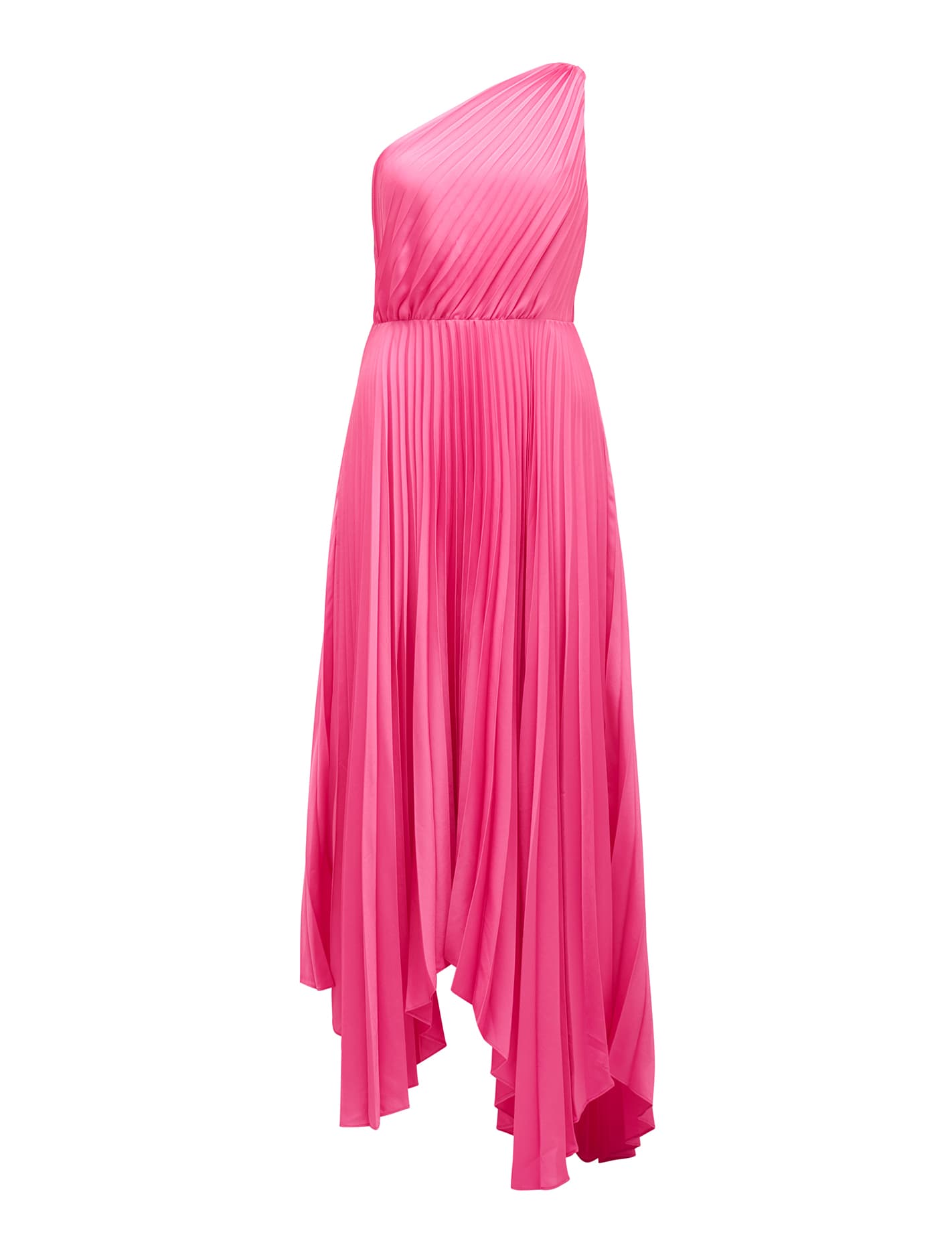 Bronte Satin Pleated Midi Dress Pink | Forever New