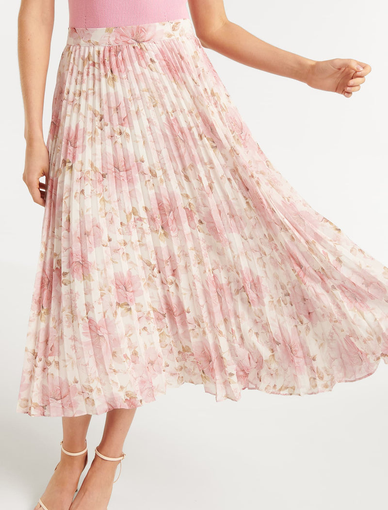 Hailee Pleated Skirt Tuscan Rose Floral | Forever New