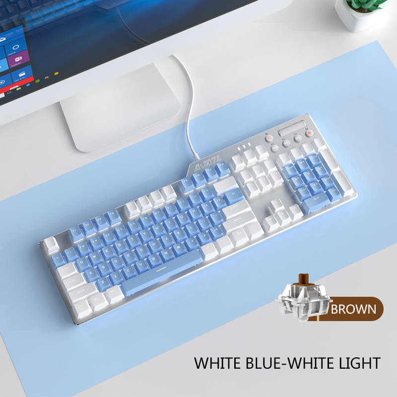 YUNZII Ajazz AK35i Mechanical Keyboard White Blue-White Light / Brown Switch