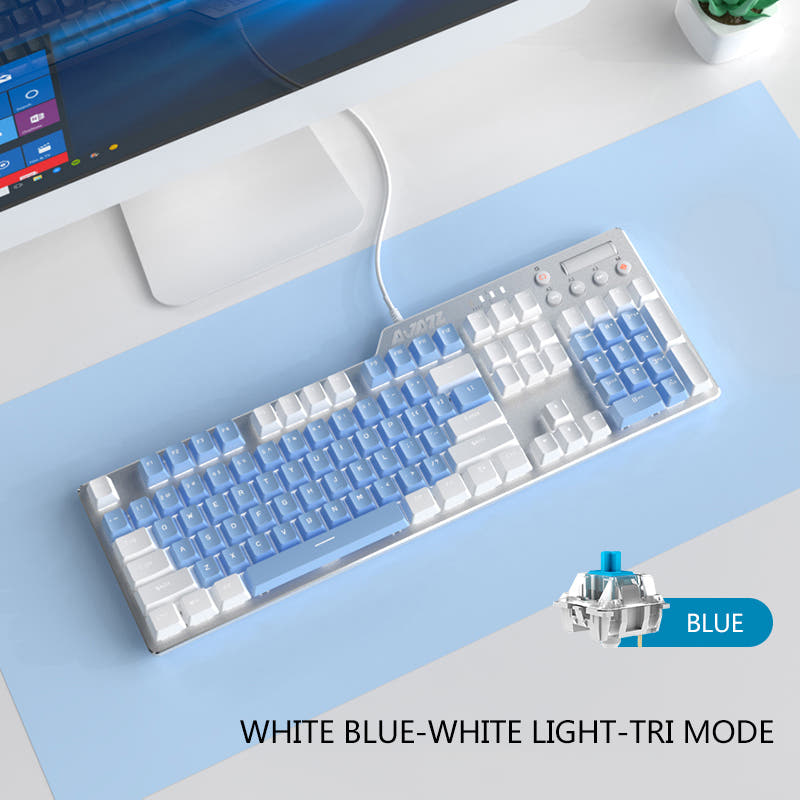 YUNZII Ajazz AK35i Mechanical Keyboard White Blue-White Light-Tri Mode / Blue Switch