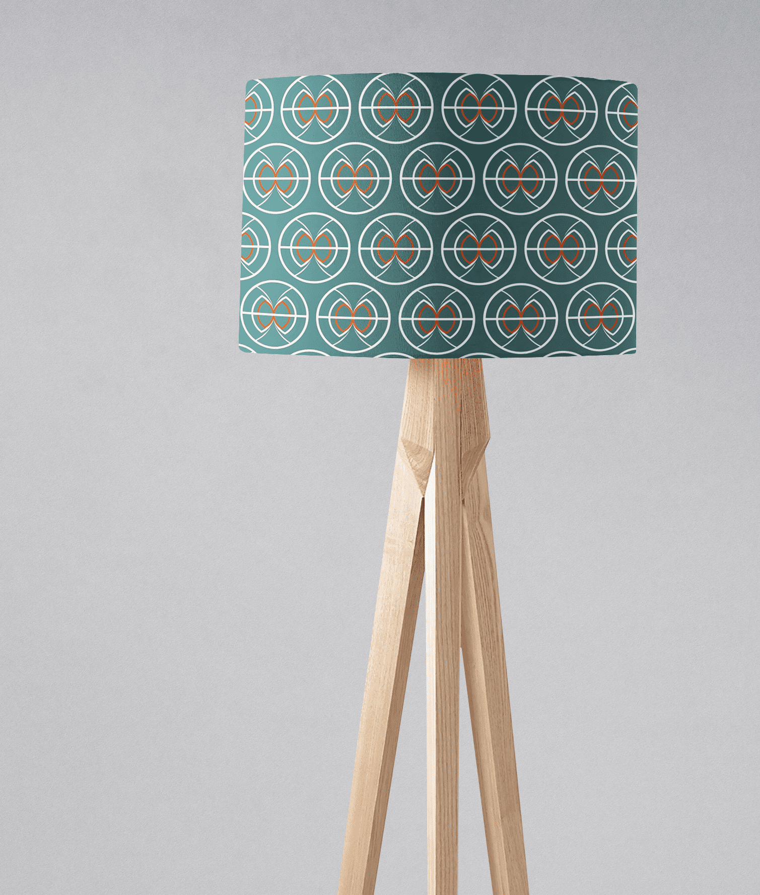 white and teal lamp shade