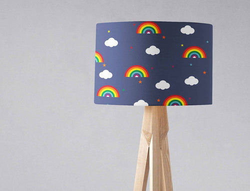 Dark Blue Rainbows and Clouds Design Lampshade, Ceiling or Table Lamp Shade - Shadow bright