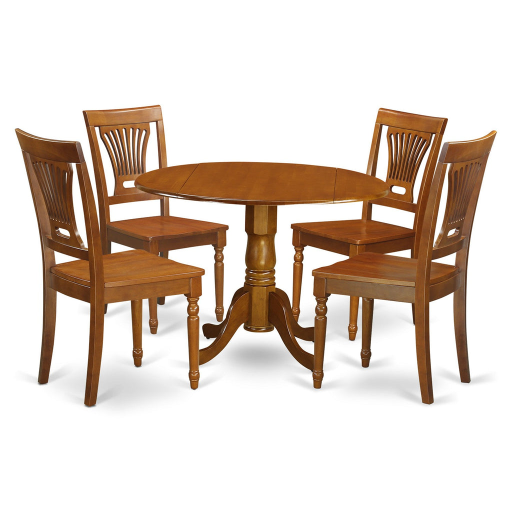 East West Furniture DLPL5-SBR-W 5 Pc Kitchen nook Dining set-small Kitchen Table and 4 Dining Chairs