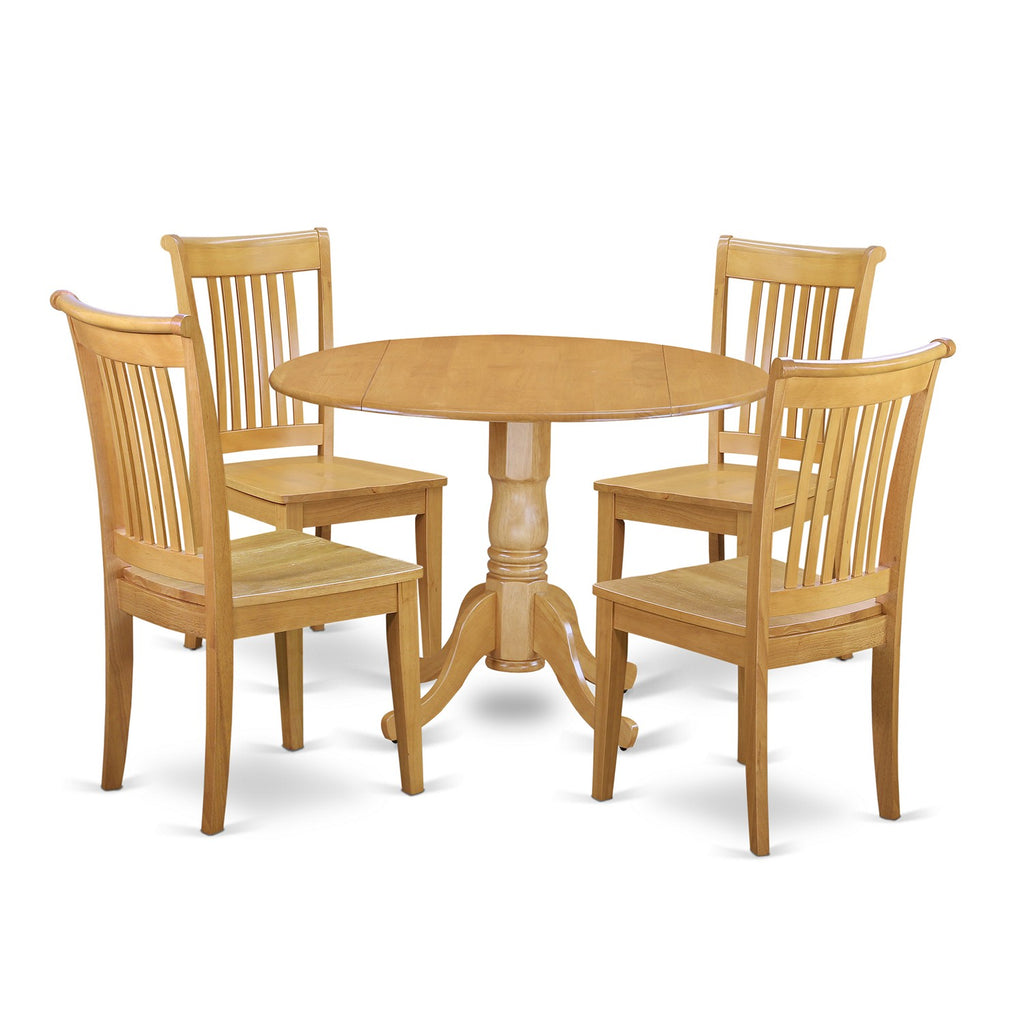 East West Furniture DLPO5-OAK-W 5 PC Dublin kitchen table set-Dining table and 4 Wood Kitchen chairs